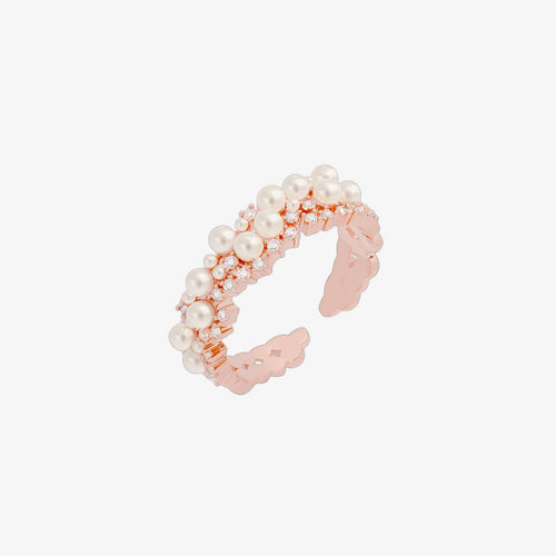 Bold cubic pearl ring